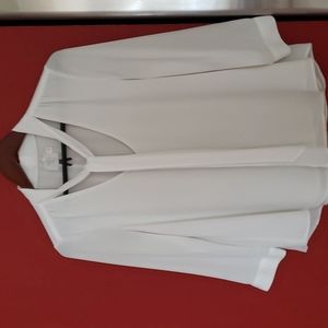 Anthropologie, HD in Paris, White, Tie Front, Lined Blouse